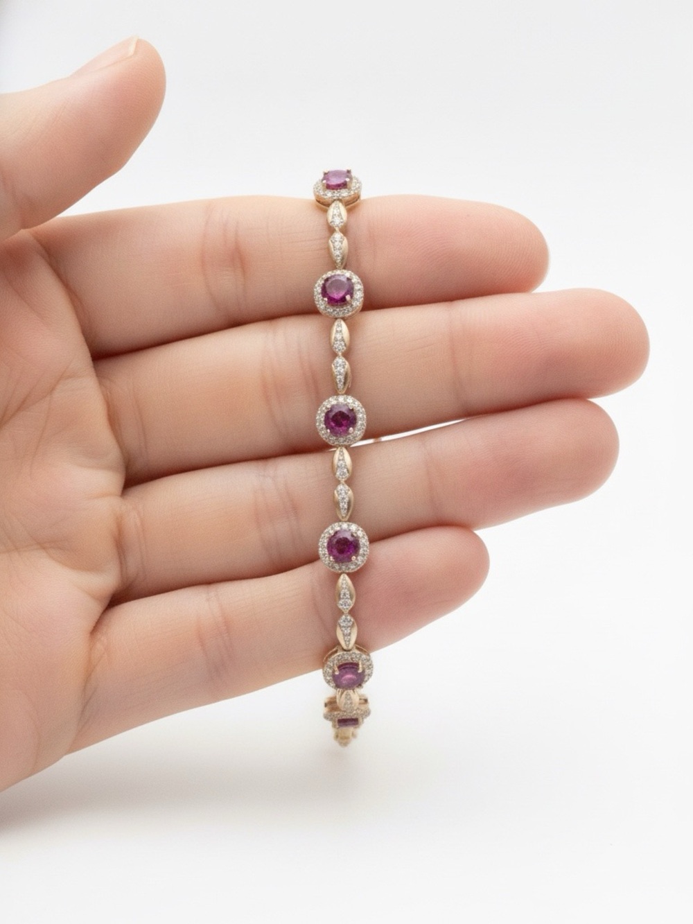 925 Amethyst/Moissanite Tennis Bracelet 7.5
